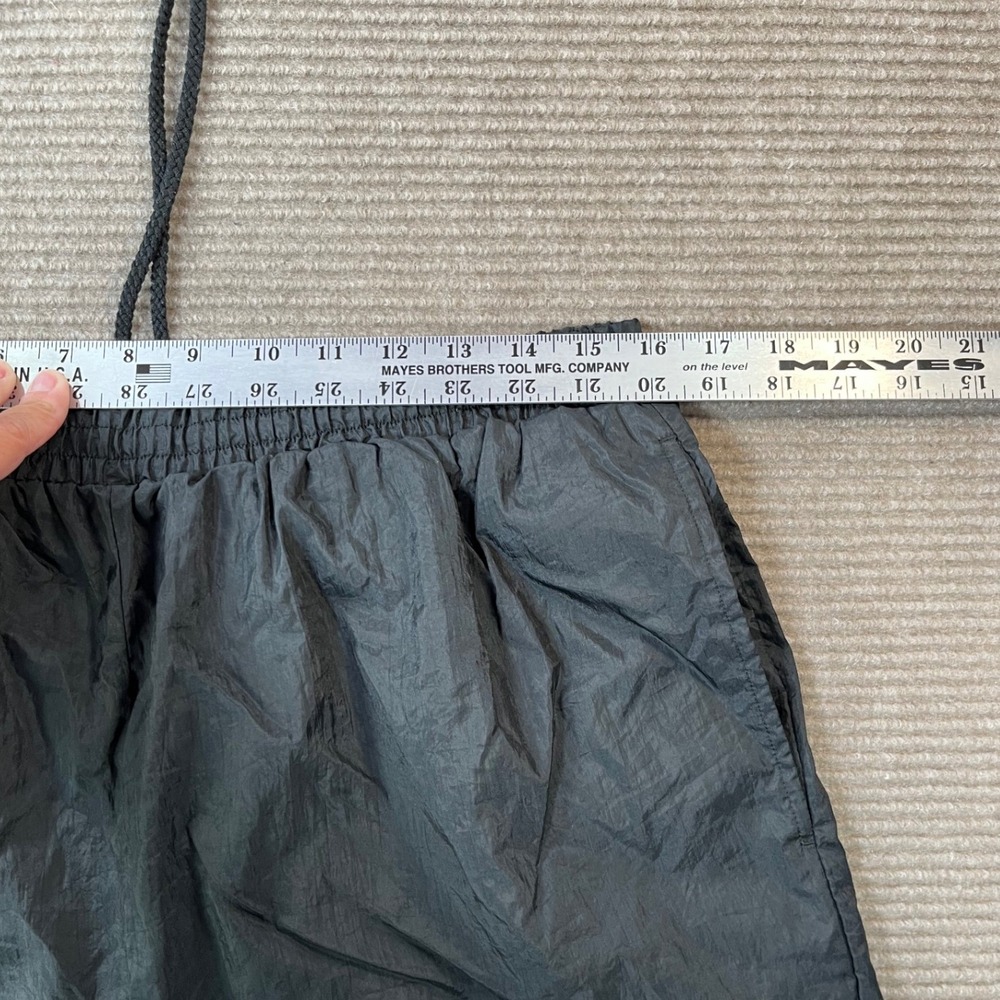 Vintage Black Nylon Track Pants XL Mens Windbreaker Joggers Zipper Cuffs VTG 90s - Picture 2 of 7